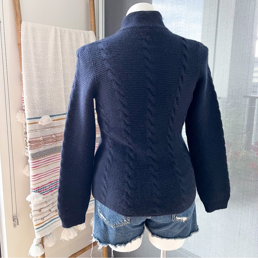 Loro Piana Navy Blue 100% Cashmere Cable Knit Button Front Cardigan Sweater 48 M - Picture 4 of 10